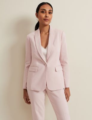Phase Eight Womens Cotton Blend Single Breasted Blazer - 10PET - Pink, Pink