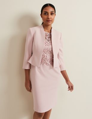 Phase Eight Womens Collarless Short Jacket - 6PET - Light Pink, Light Pink
