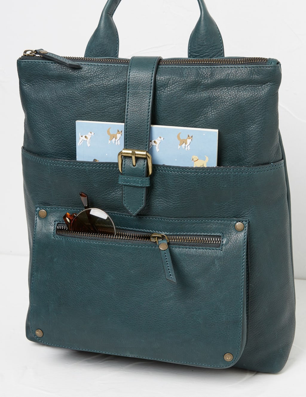 Leather Multi Pocket Buckle Detail Backpack image 3