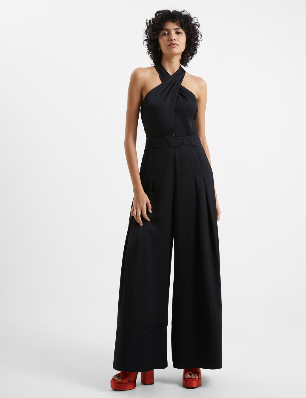 Satin Sleeveless Wide Leg Jumpsuit