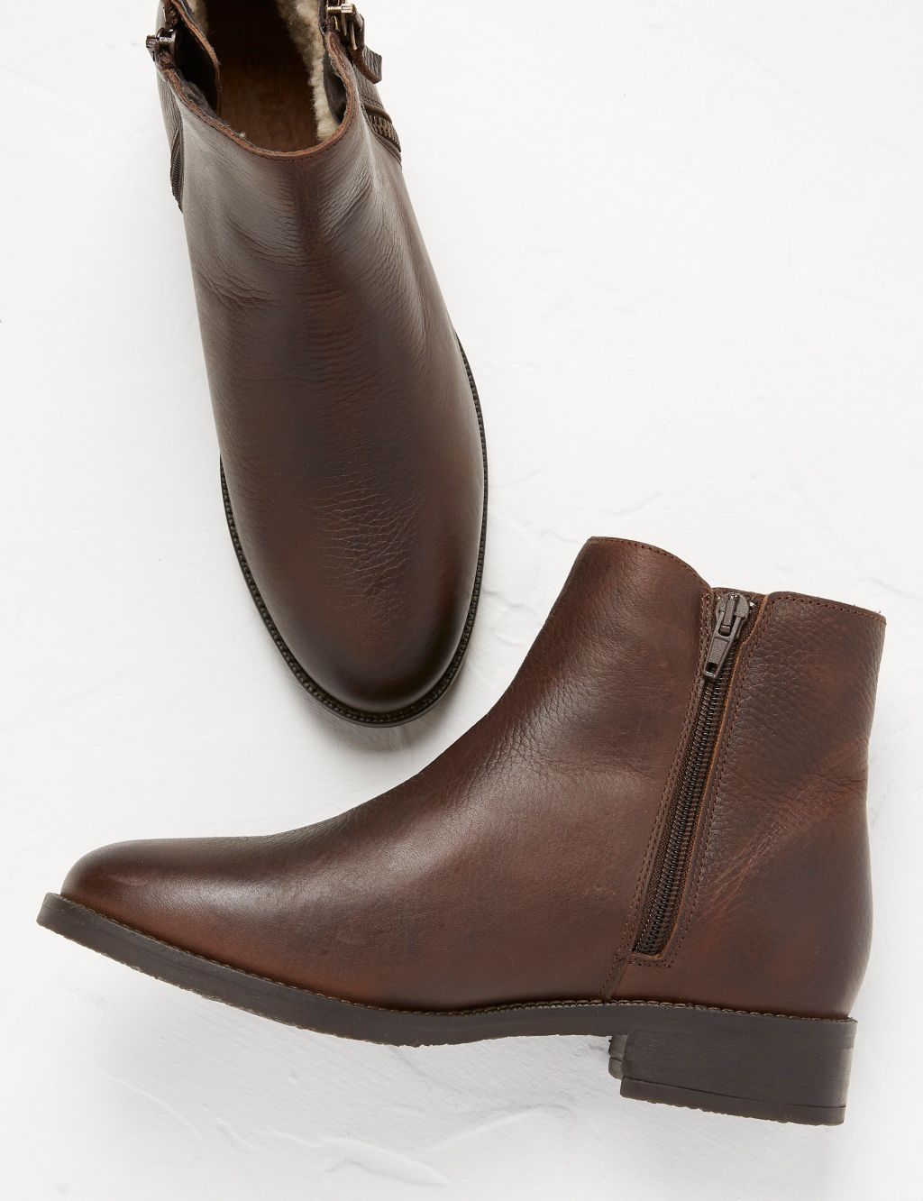 Leather Flat Ankle Boots image 3