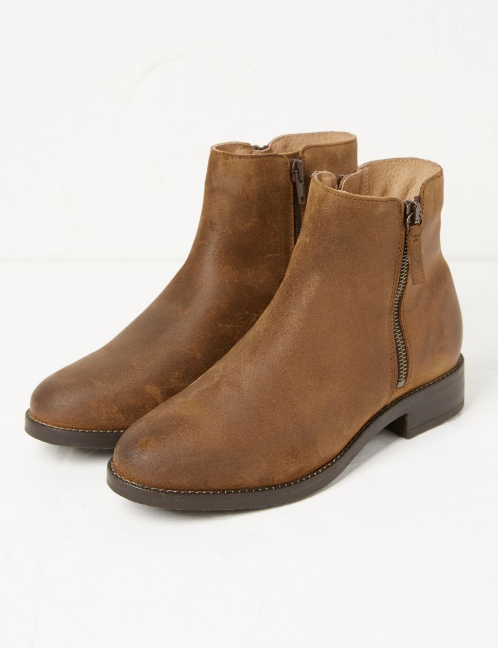Leather Flat Ankle Boots image 2