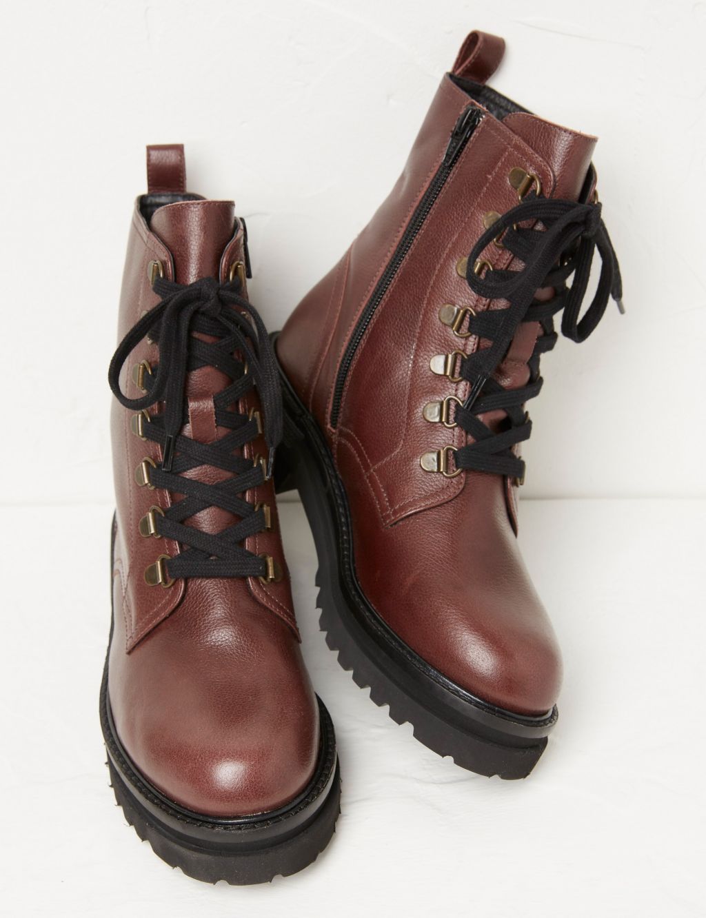 Leather Hiker Lace Up Cleated Ankle Boots image 2