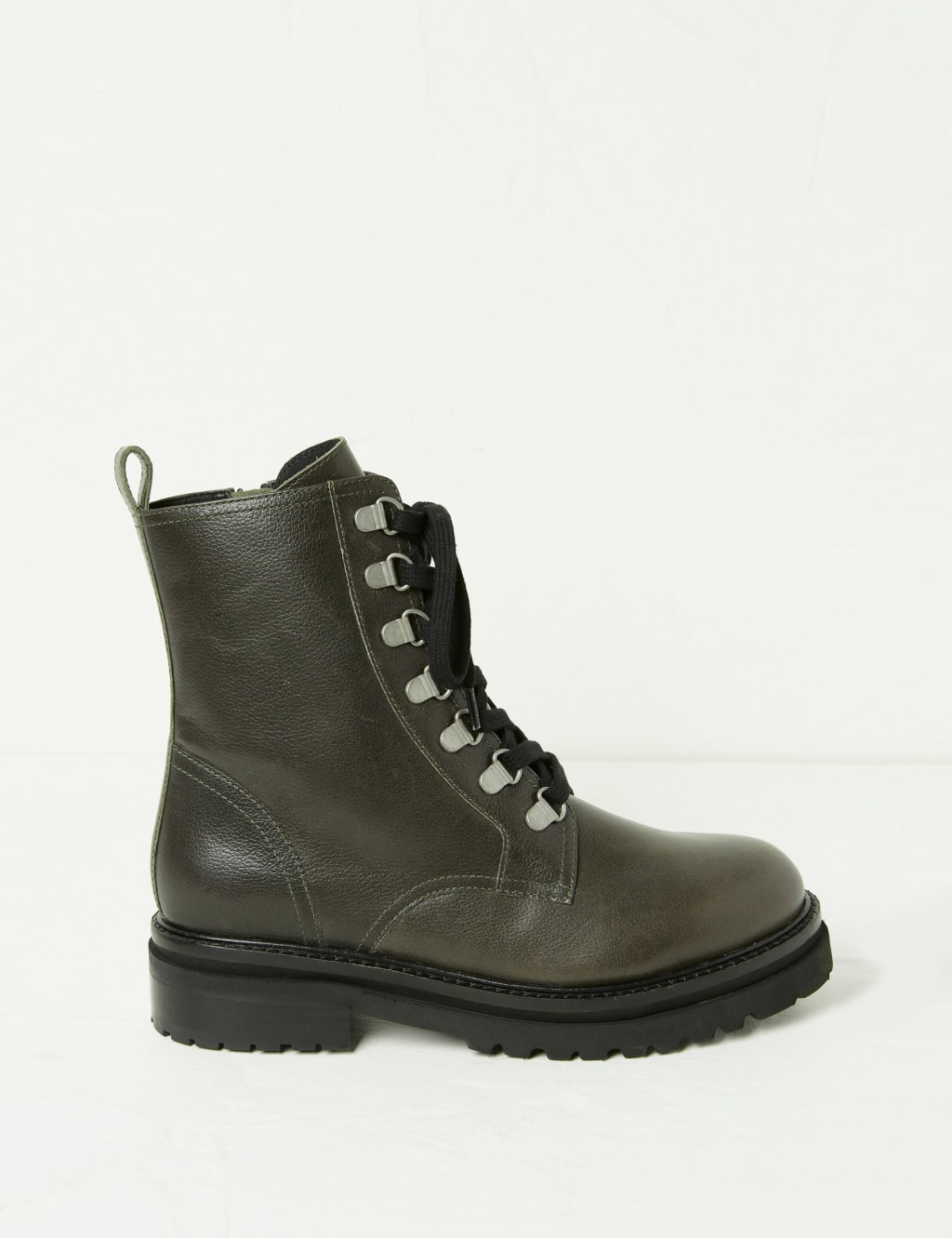 Leather Hiker Lace Up Cleated Ankle Boots image 1