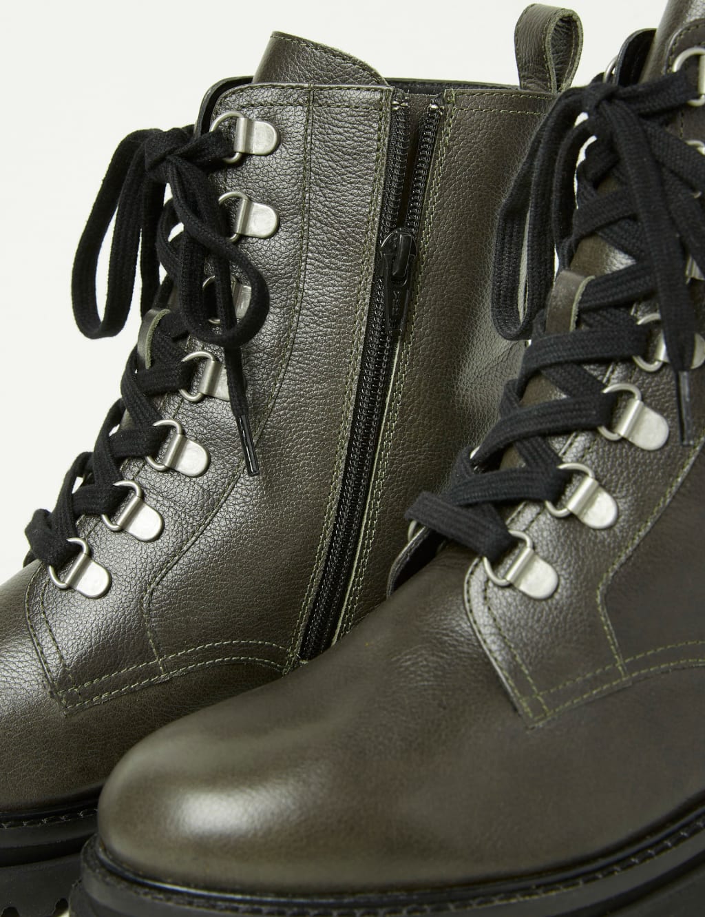 Leather Hiker Lace Up Cleated Ankle Boots image 4