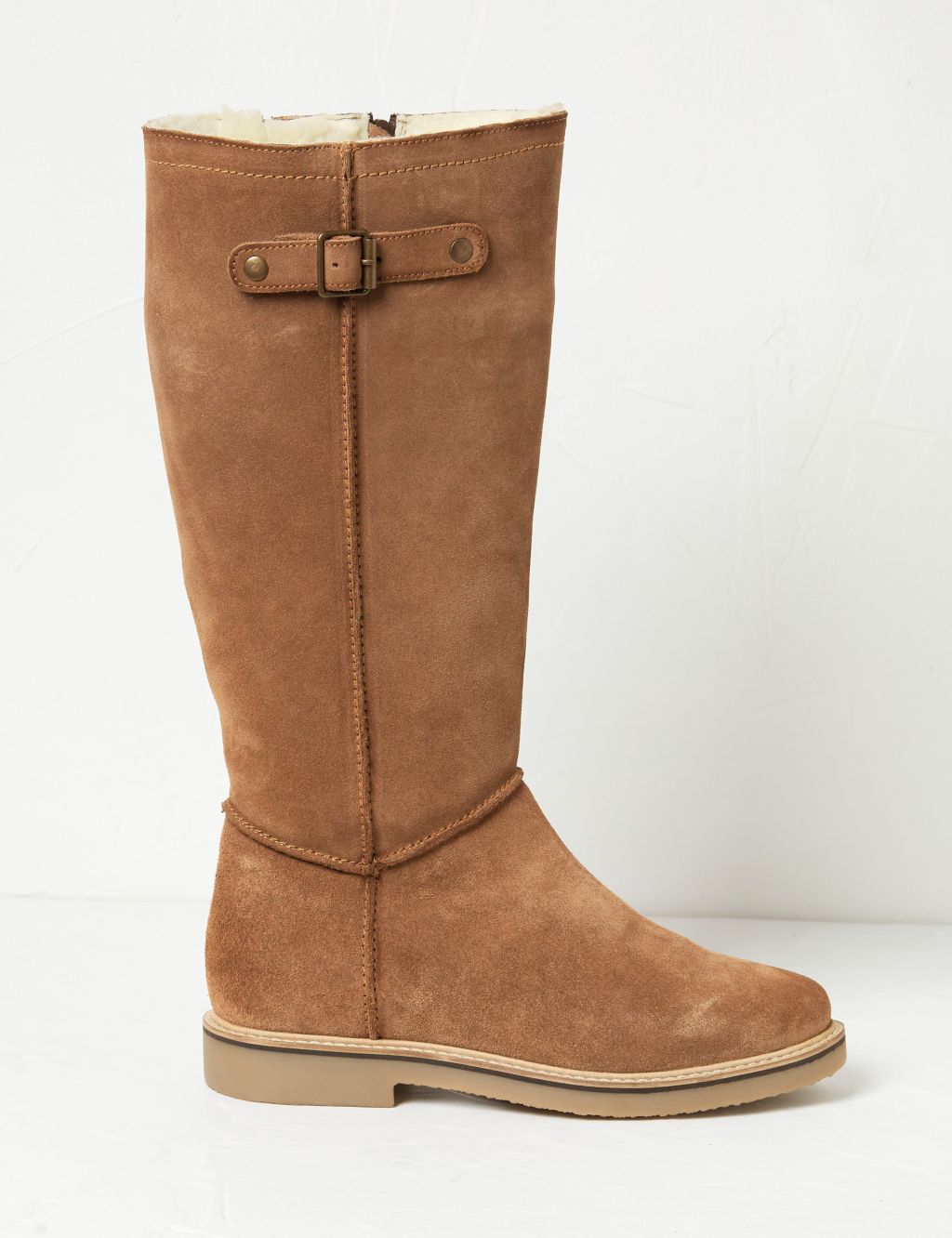 Suede Buckle Knee High Boots image 1