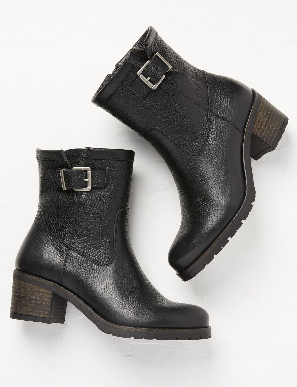 Leather Buckle Block Heel Ankle Boots image 3