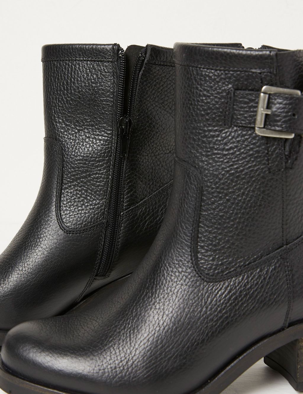 Leather Buckle Block Heel Ankle Boots image 4
