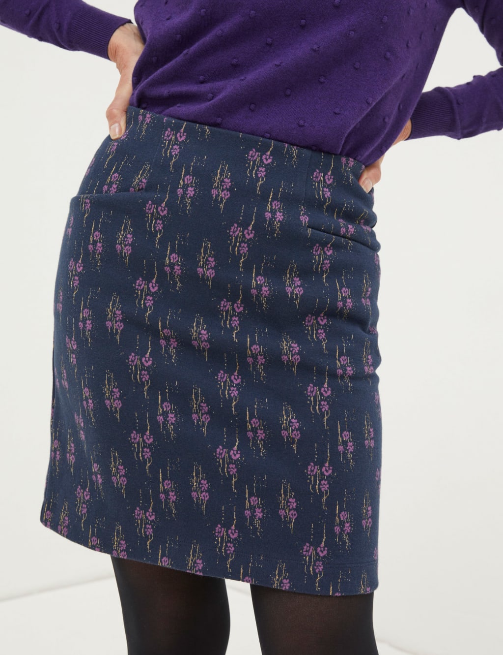 Jersey Floral Mini A-Line Skirt image 2