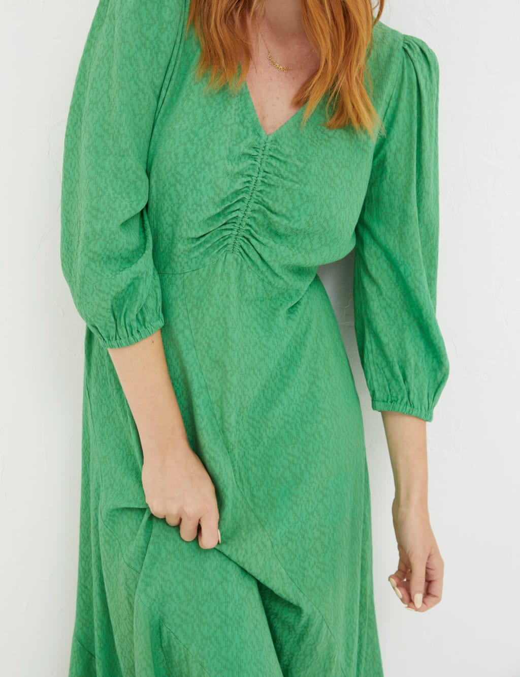 Textured V-Neck Midaxi Skater Dress image 4