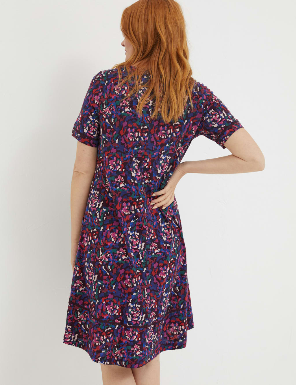 Jersey Floral Knee Length Shift Dress image 3