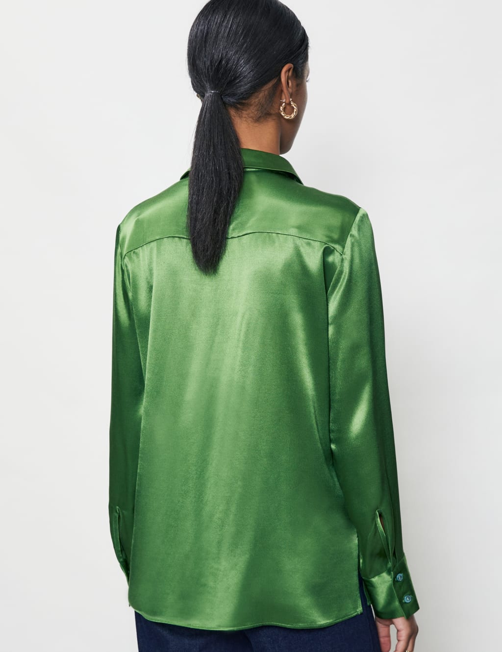 Satin Collared Button Through Shirt image 4