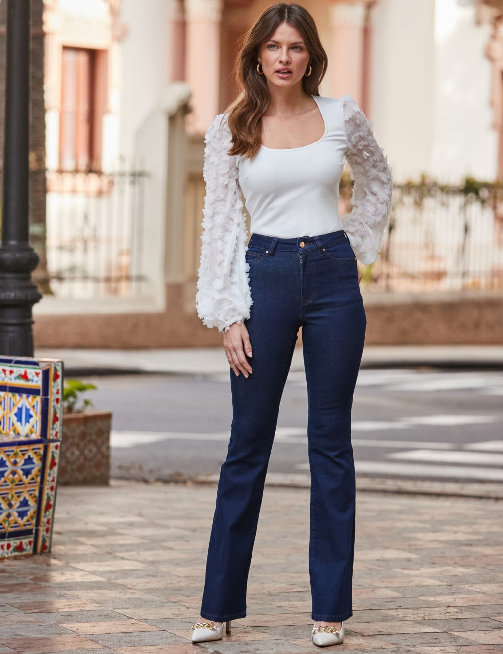 High Waisted Flared Jeans