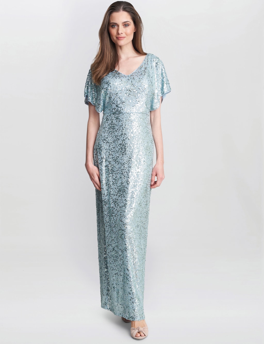 Sequin Embellished V-Neck Maxi Column Dress image 1