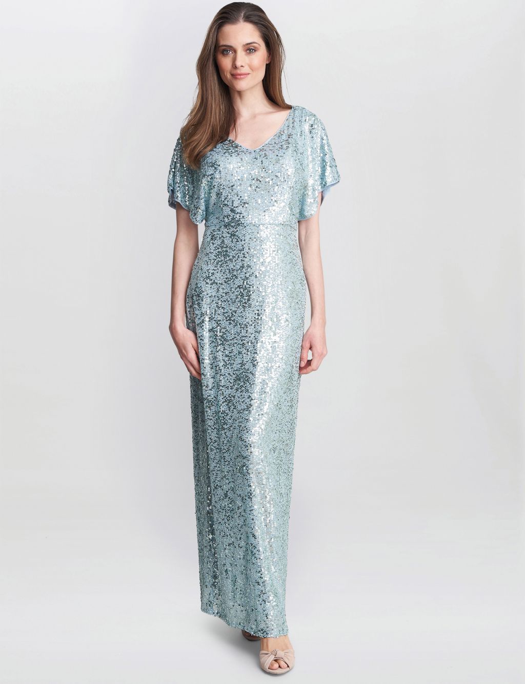 Sequin Embellished V-Neck Maxi Column Dress image 1