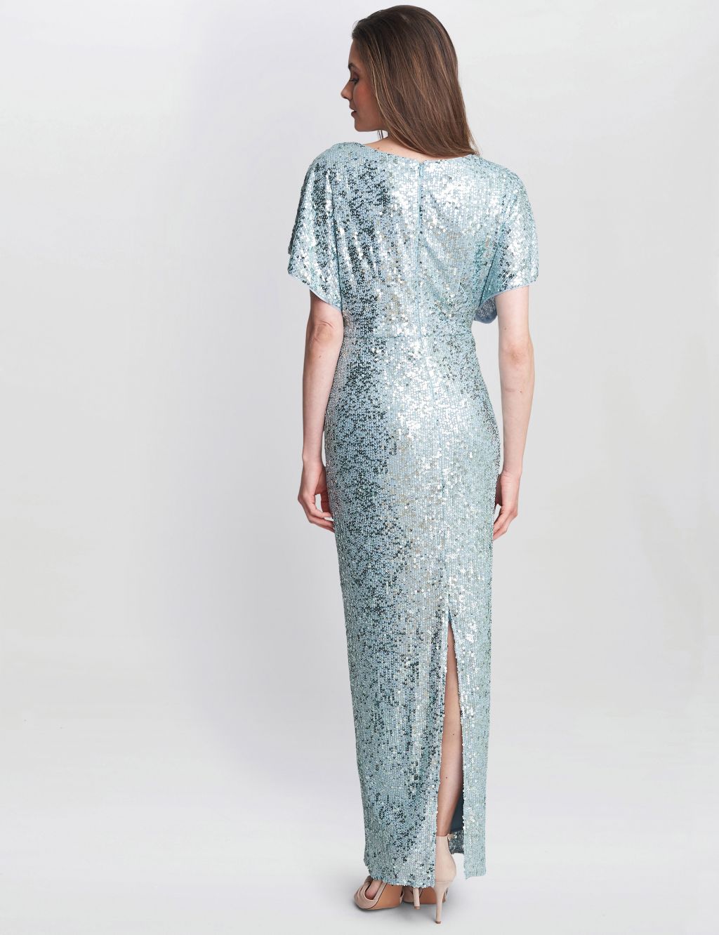 Sequin Embellished V-Neck Maxi Column Dress image 2