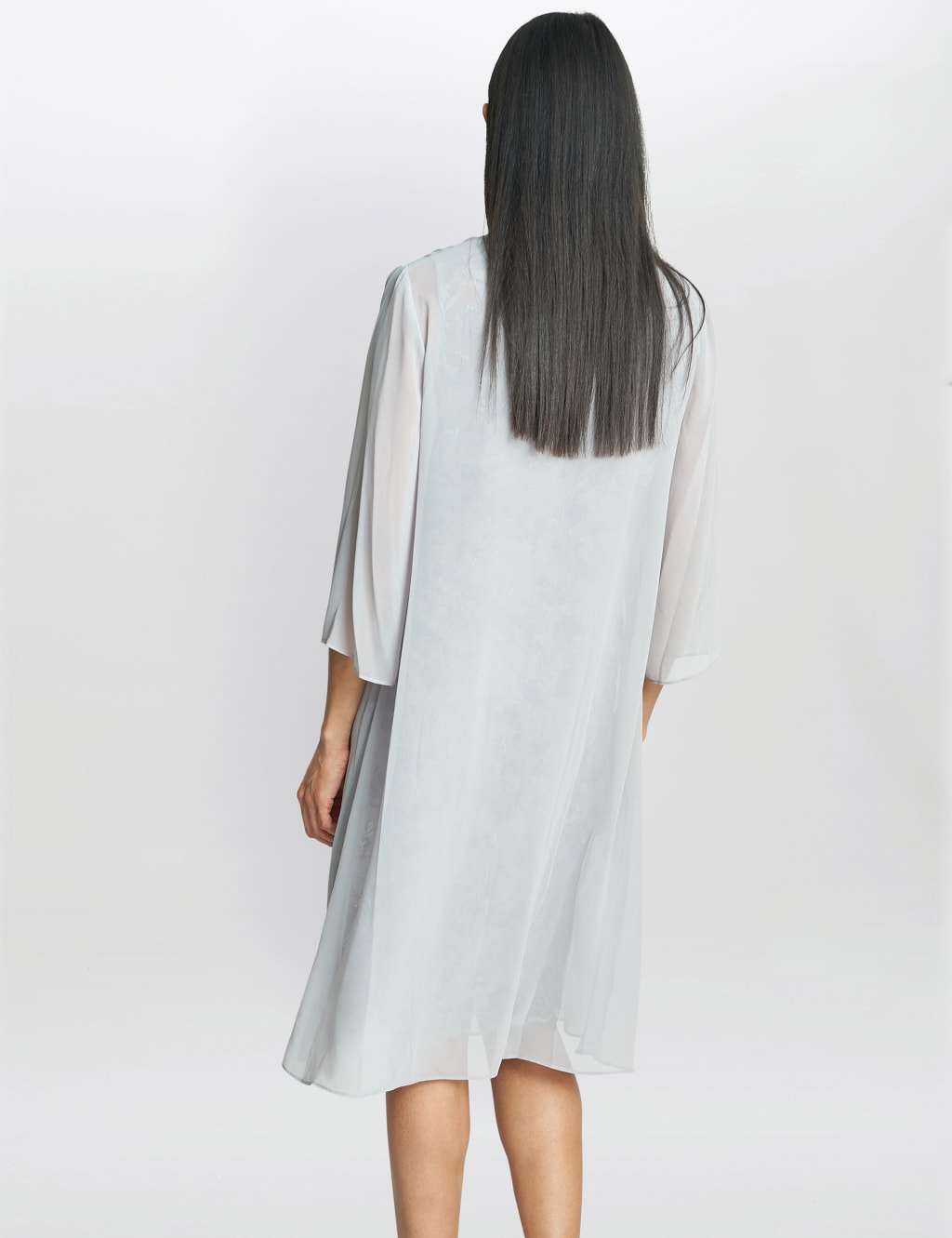 Embroidered Shift Dress with Chiffon Jacket image 2