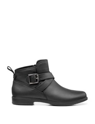 Hotter Women's Kingsley Leather Buckle Ankle Boots - 4 - Black, Black