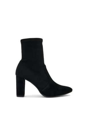 Dune London Women's Suede Block Heel Sock Boots - 5 - Black, Black