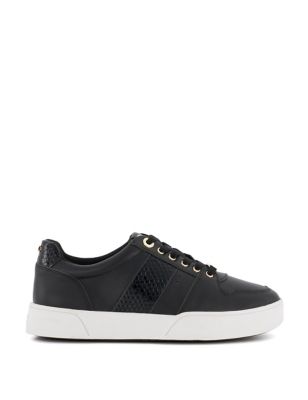 Dune London Womens Leather Lace Up Trainers - 5 - Black, Black