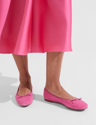 Hobbs Womens Suede Slip On Flat Ballet Pumps - 3 - Pink, Pink