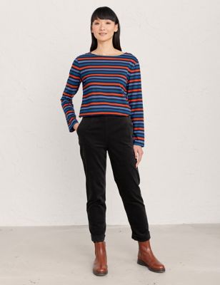 M&S Seasalt Cornwall Womens Pure Cotton Striped Long Sleeve T-Shirt