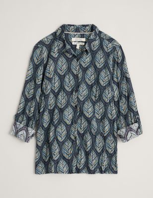 M&S Seasalt Cornwall Womens Pure Cotton Leaf Print Long Sleeve Shirt
