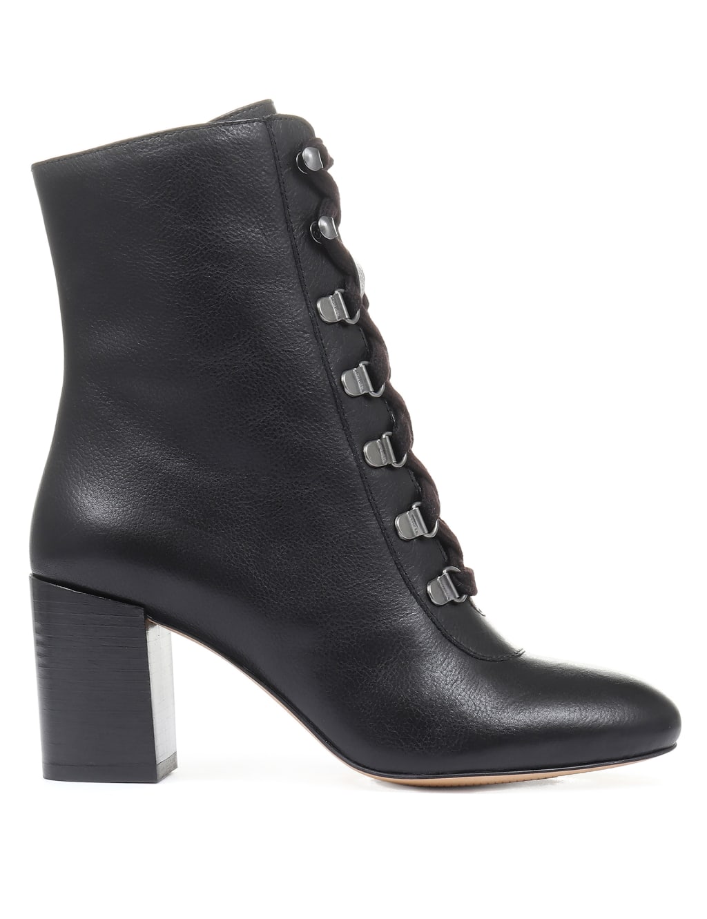 Leather Lace-Up Block Heel Ankle Boots image 5