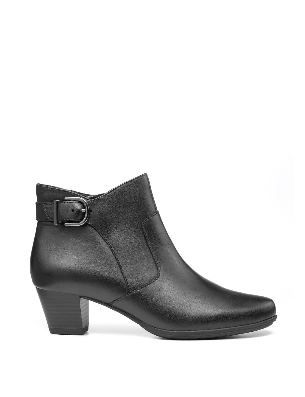 Addison Leather Buckle Block Heel Ankle Boots