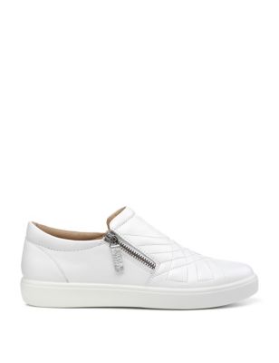 Hotter Womens Poppy Wide Fit Leather Quilted Boat Shoes - 4.5 - White, White