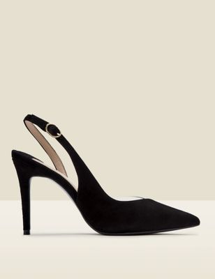 Sosandar Womens Suede Buckle Stiletto Heel Court Shoes - 5 - Black Mix, Black Mix