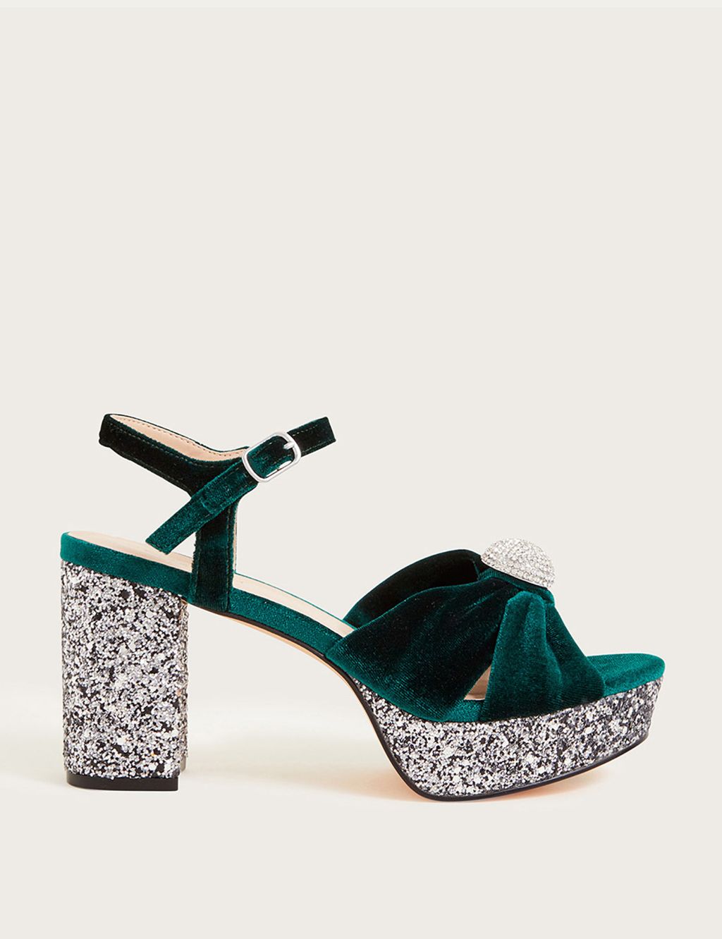 Velvet Glitter Platform Sandals image 1
