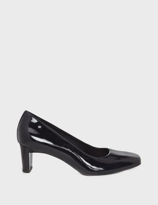 Hobbs Womens Leather Slip On Block Heel Court Shoes - 4 - Navy, Navy