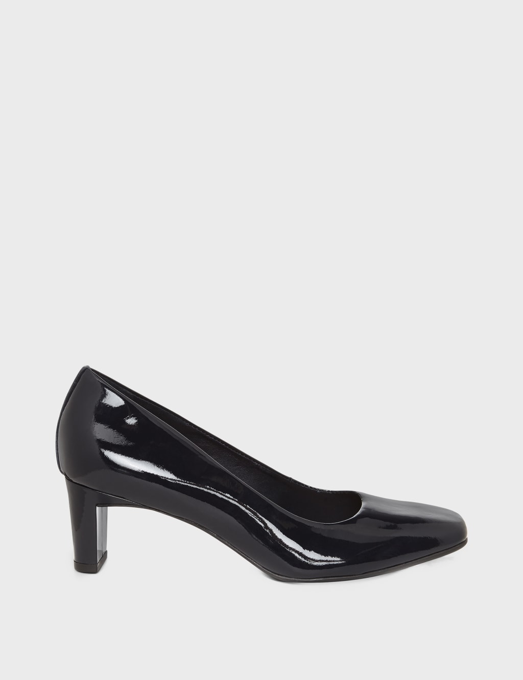 Leather Slip On Block Heel Court Shoes