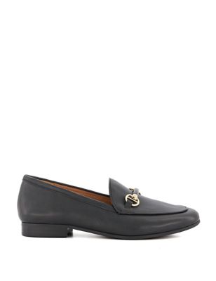 Dune London Womens Wide Fit Leather Flat Loafers - 6 - Black, Black