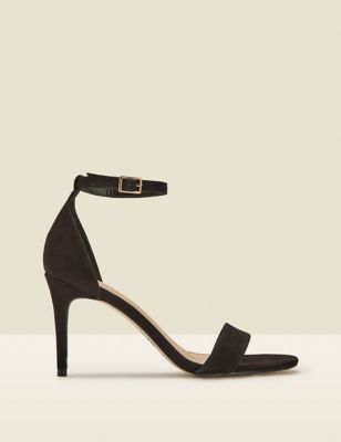 Sosandar Women's Suede Ankle Strap Stiletto Heel Sandals - 6 - Black, Black