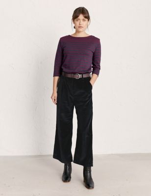 M&S Seasalt Cornwall Womens Cotton Rich Striped 3/4 Sleeve Top
