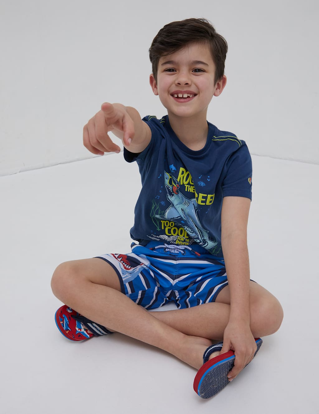 Pure Cotton Shark Graphic T-Shirt (3-13 Yrs) image 2