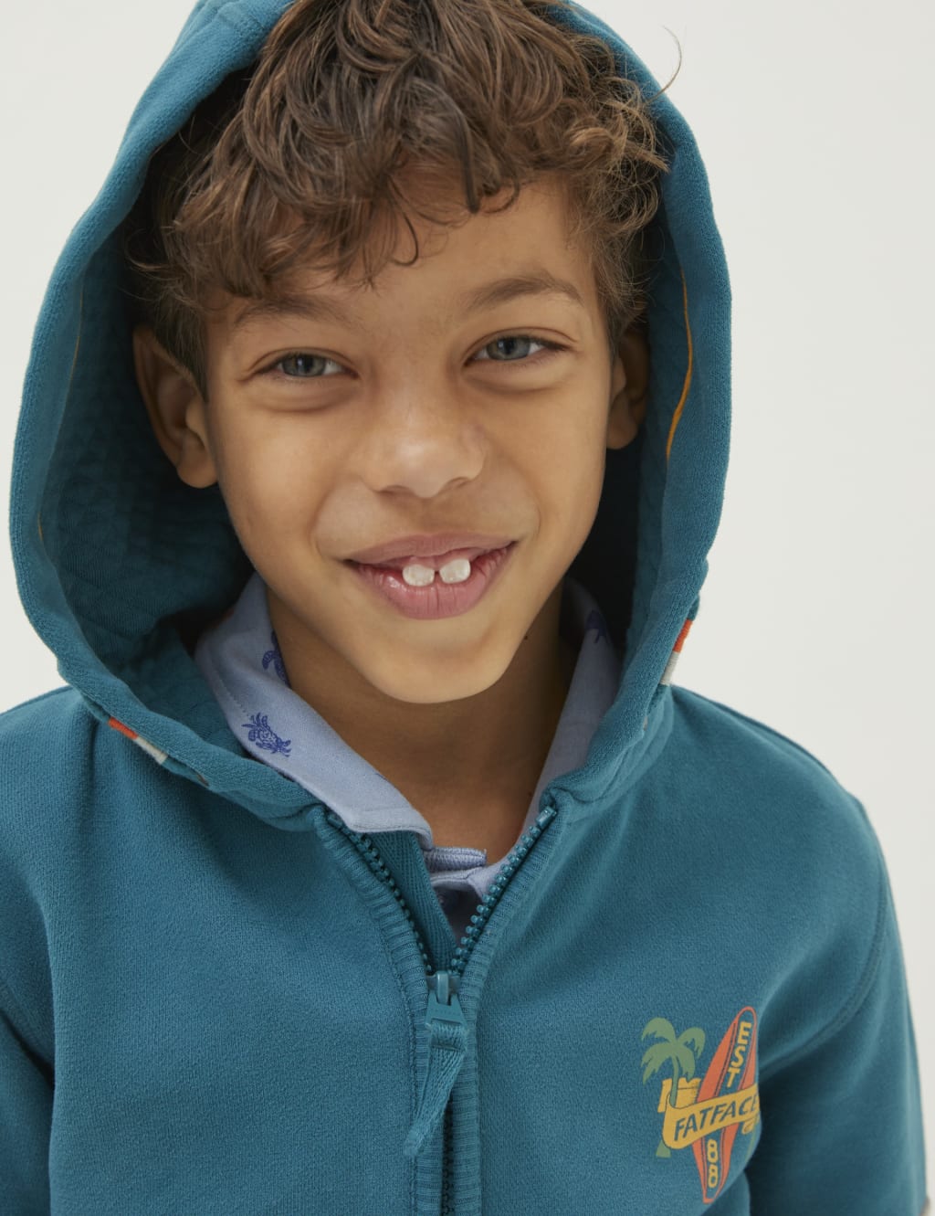 Pure Cotton Colour Block Zip Hoodie (3-13 Yrs) image 2