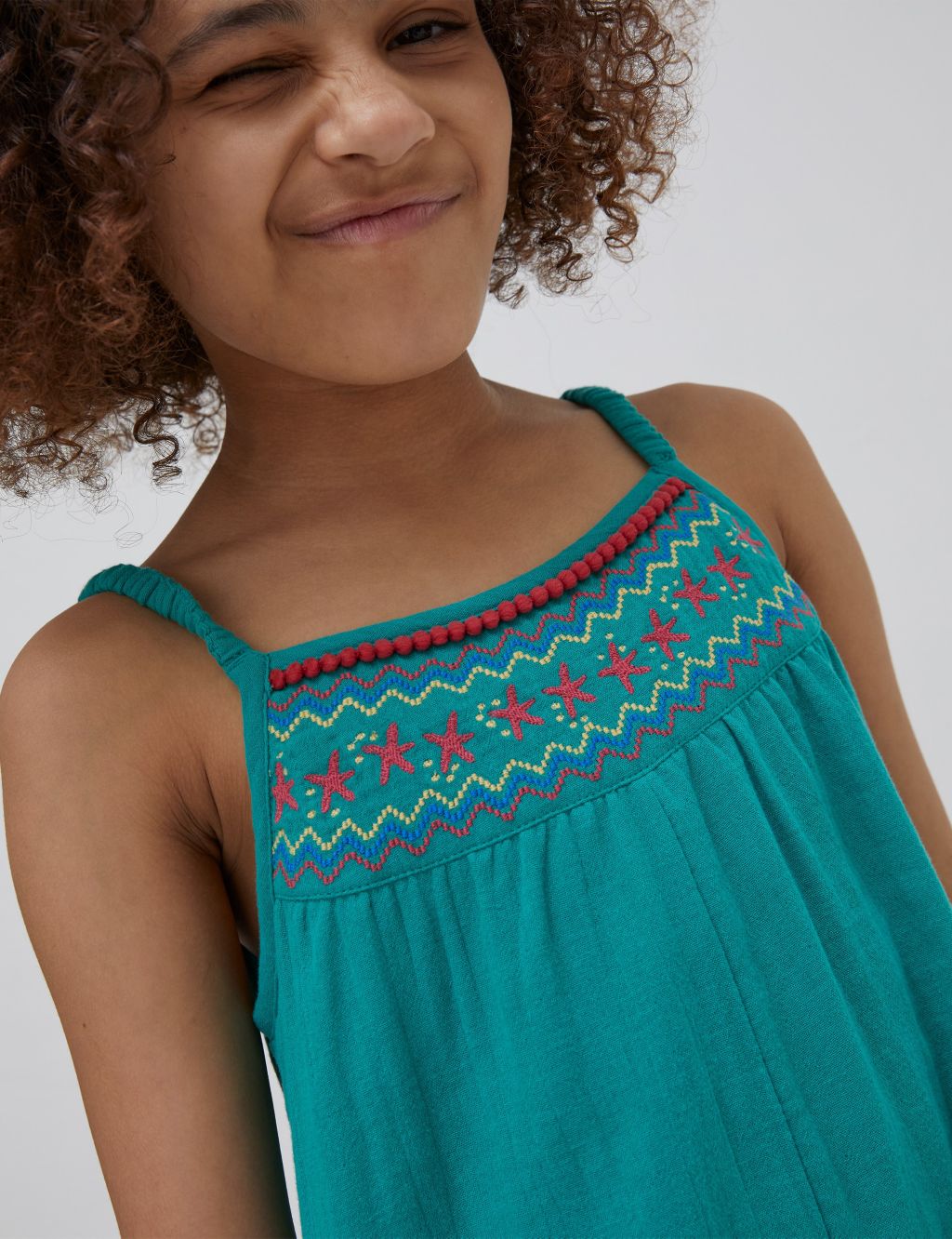 Pure Cotton Embroidered Playsuit (3-13 Yrs) image 3