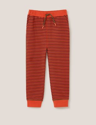 White Stuff Boys Cotton Rich Striped Joggers (3-10 Yrs) - 5-6 Y - Red Mix, Red Mix
