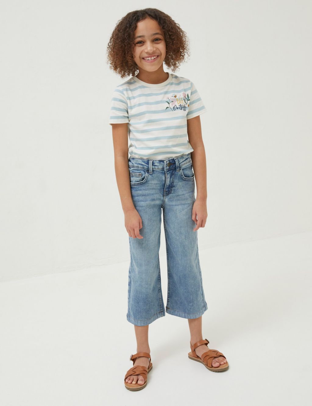 Wide Leg Cropped Jeans (3-13 Yrs) image 1