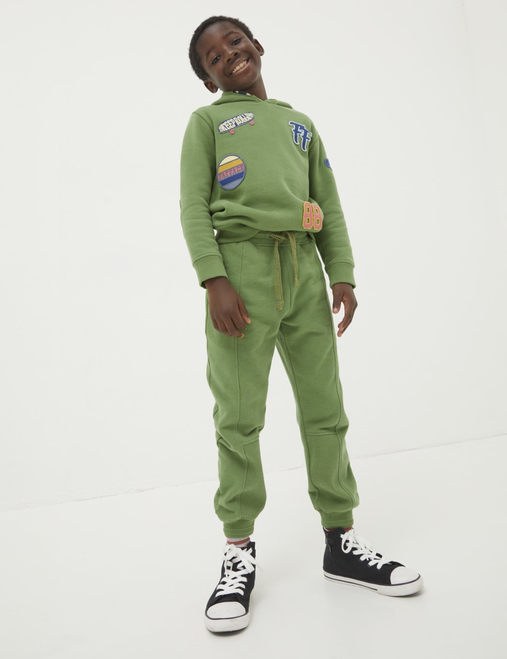 Boys green tracksuit bottoms sale