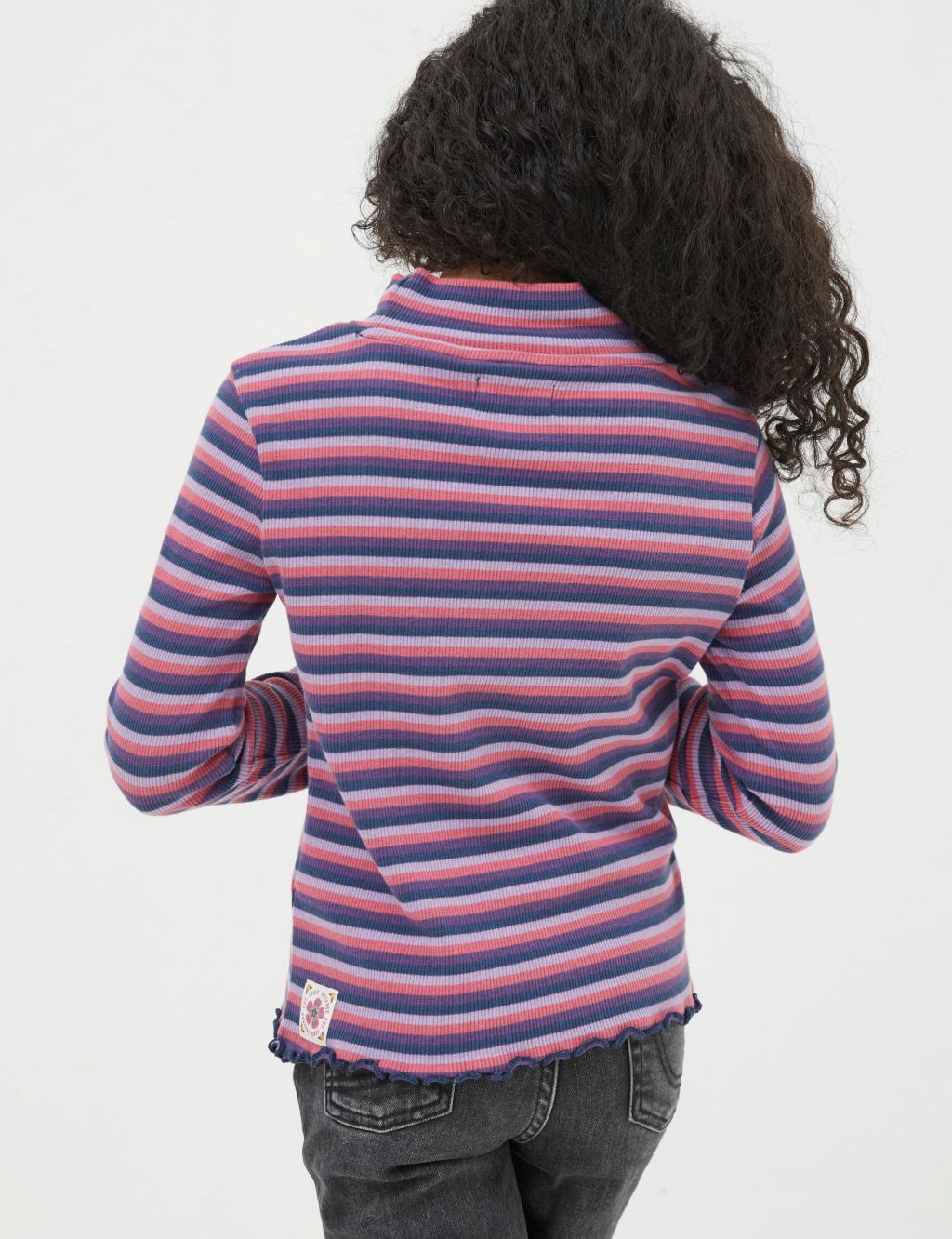 Cotton Blend Striped Ribbed Top (3-13 Yrs) image 3