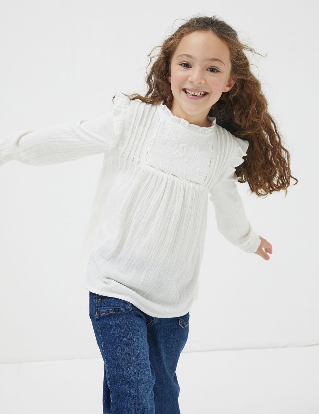 Pure Cotton Embroidered Blouse (3-13 Yrs) image 1