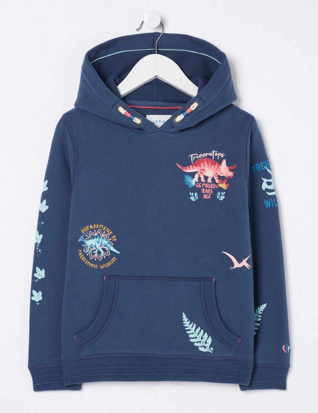 Cotton Rich Embroidered Dinosaur Hoodie (3-13 Yrs) image 2