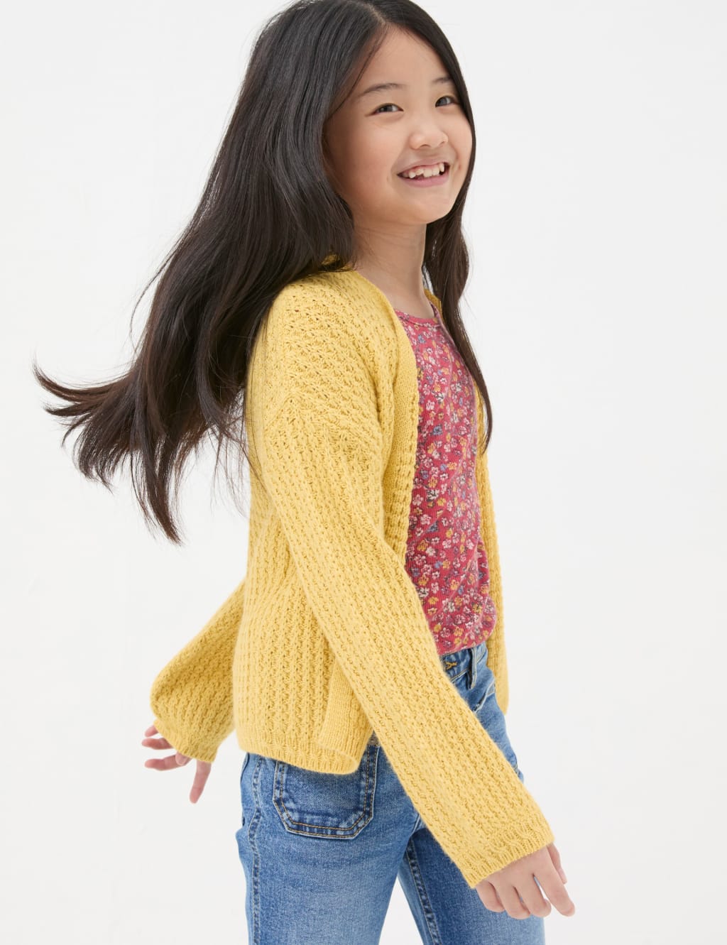 Textured V-Neck Cardigan (3-13 Yrs)