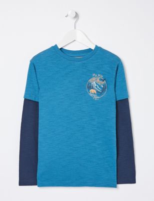 M&S Fatface Boys Pure Cotton 3-in-1 Embroidered T-Shirt (3-13 Yrs)