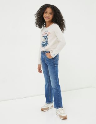 Fatface Girls Relaxed Denim Flared Jeans (3-13 Yrs) - 3y - Blue, Blue