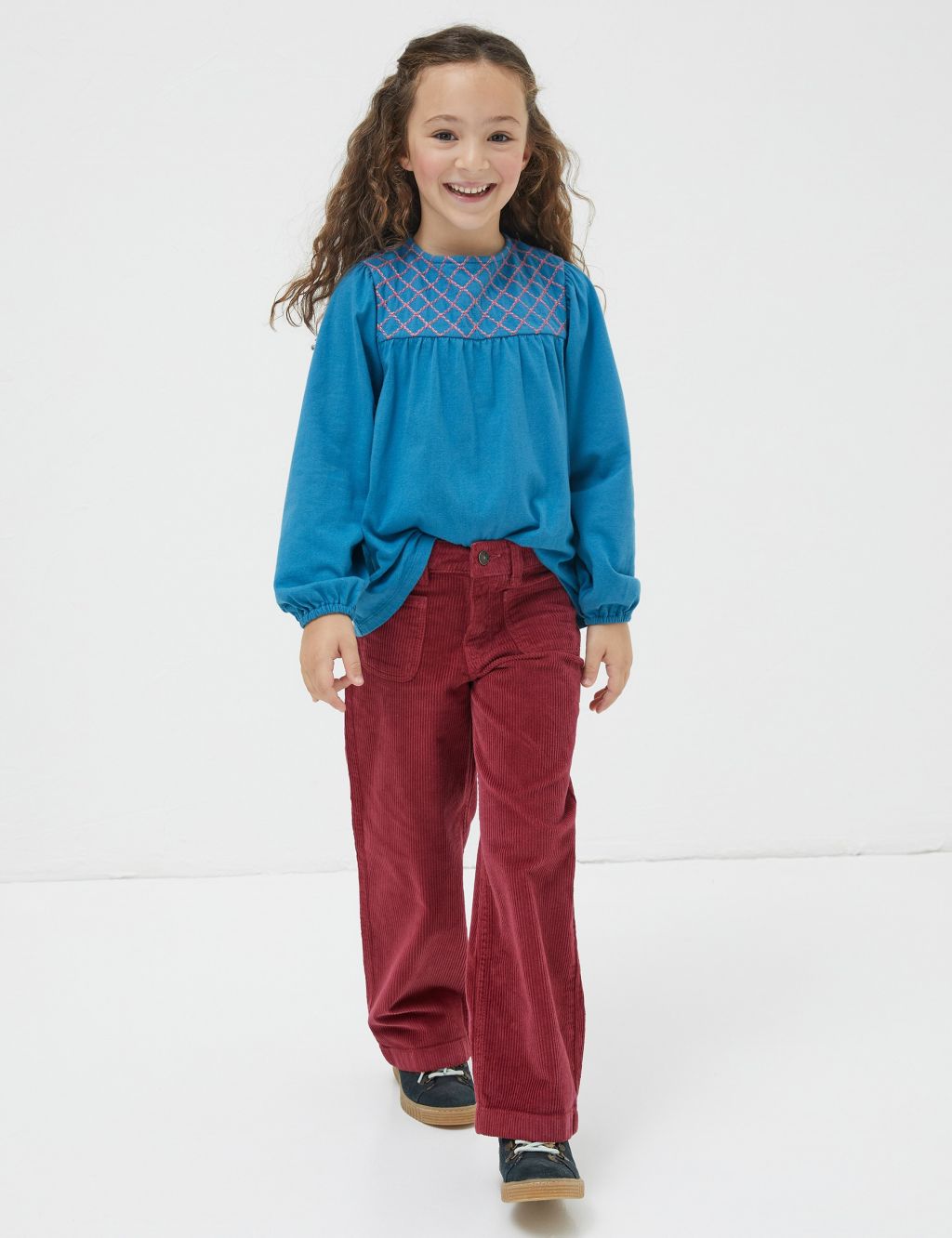 Relaxed Cotton Rich Wide Leg Trousers (3-13 Yrs) image 1